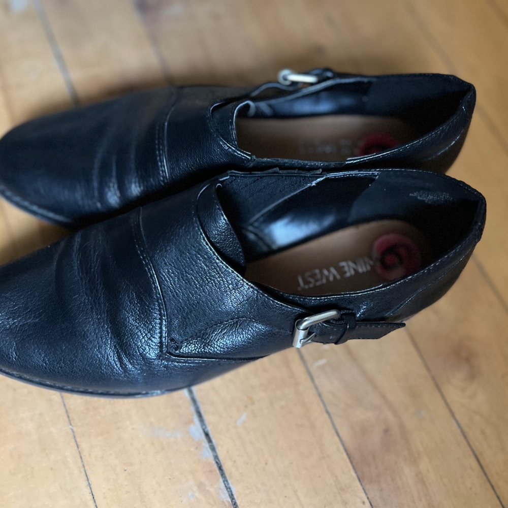 Nine West Black Leather monk strap shoes